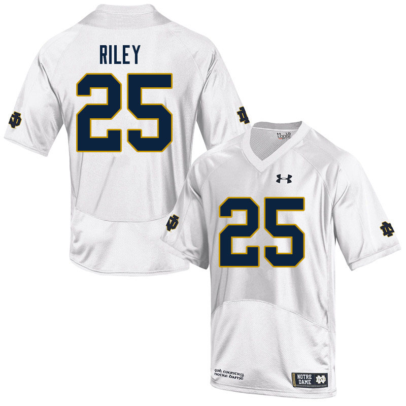 Men's NCAA Notre Dame Fighting Irish #25 Philip Riley Stitched College Under Armour Authentic White Football Jersey CF10P86RJ